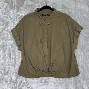 Lauren Ralph Lauren‎ Black Label Women’s Green Wrap Crop Blouse Sz 20w Lagenlook